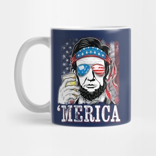 Patriotic Lincoln Merica 4th of July Mug